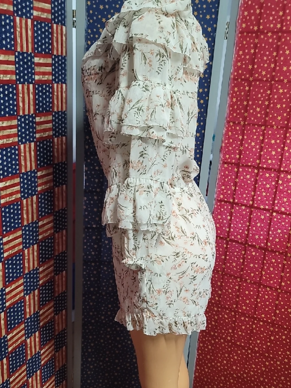 Floral Off-Shoulder Ruffle Romper - Light Mint - Picture 2 of 5